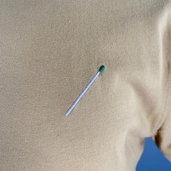 NICK FOUQUET Size S Khaki Matchstick Embroidery Cotton Short Sleeve T-shirt - Picture 3 of 9